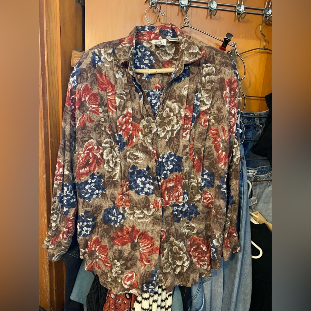 Abstract Button Down Collard Shirt sz 14 - Picture 3 of 7